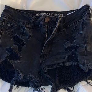 American Eagle black hi rise shorts